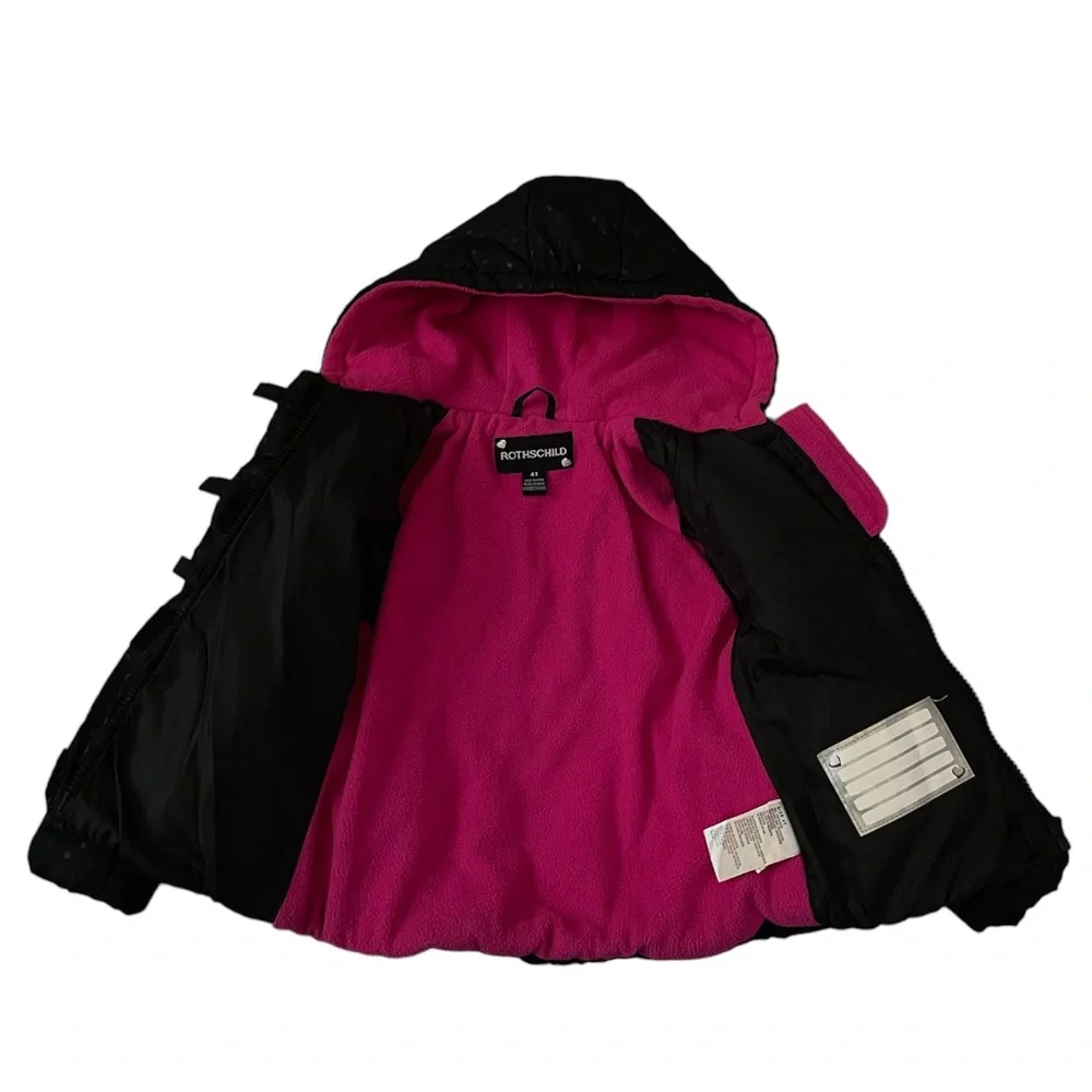 girls rothchilds pink and black puffer jacket. - Picture 2 of 5
